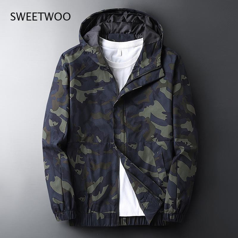 Vyriška kamufliažinė striukė su gobtuvu, 2021 m. pavasario Korėjos lauko laisvalaikio gatvių apranga, vyriška kvėpuojanti karinė kamufliažinė vėjo striukė