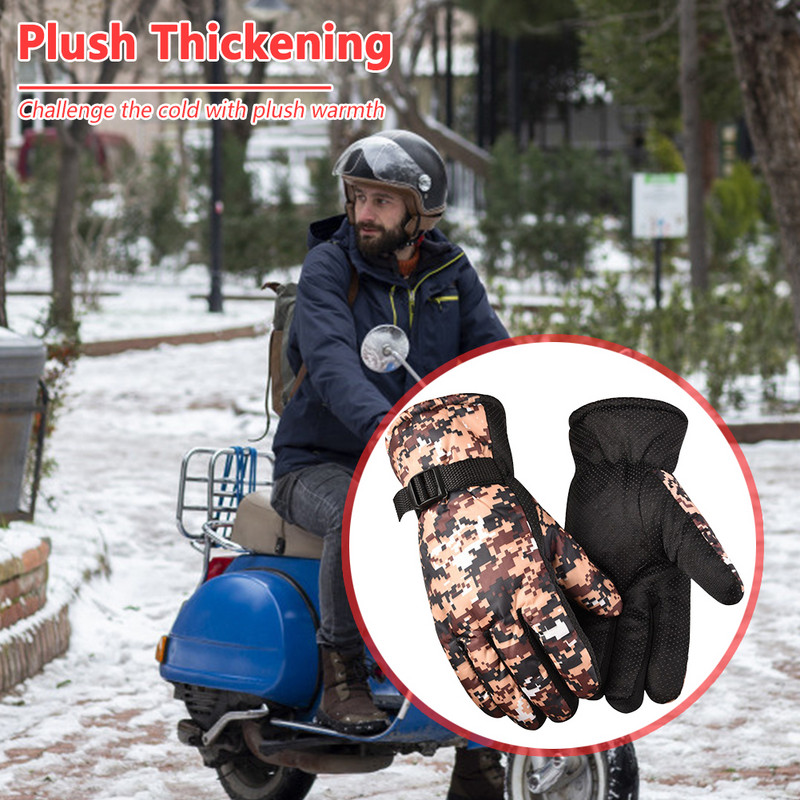 Vyriškos šiltos dviračių slidinėjimo pirštinės su storu flisu