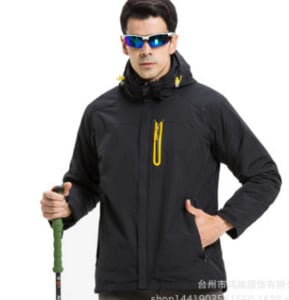 Vandeniui atspari lauko vyriška dviejų dalių vilnos alpinizmo striukė trys viename