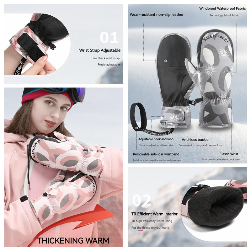 Moteriškos slidinėjimo pirštinės, dviračių sportas, bėgimas, bėgimas, snieglenčių sportas