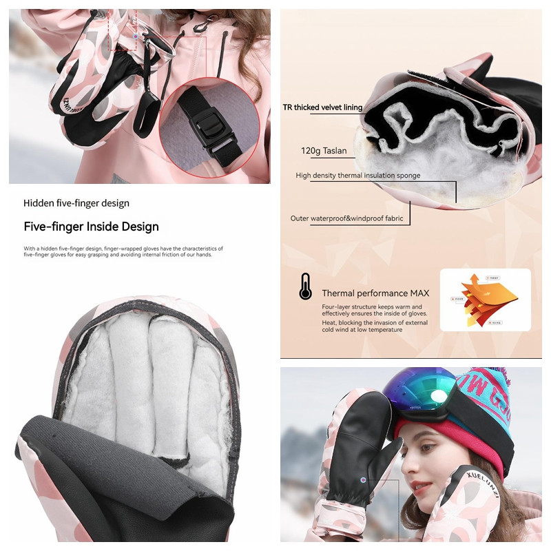 Moteriškos slidinėjimo pirštinės, dviračių sportas, bėgimas, bėgimas, snieglenčių sportas