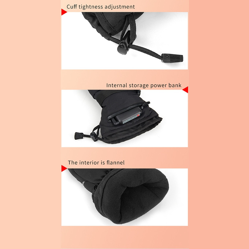 5V šildomos pirštinės 4000Mah elektrinės pirštinės Jutiklinis ekranas Smart Heating Gloves Žiemos karščio pirštinės, skirtos važiuoti dviračiu, slidinėti