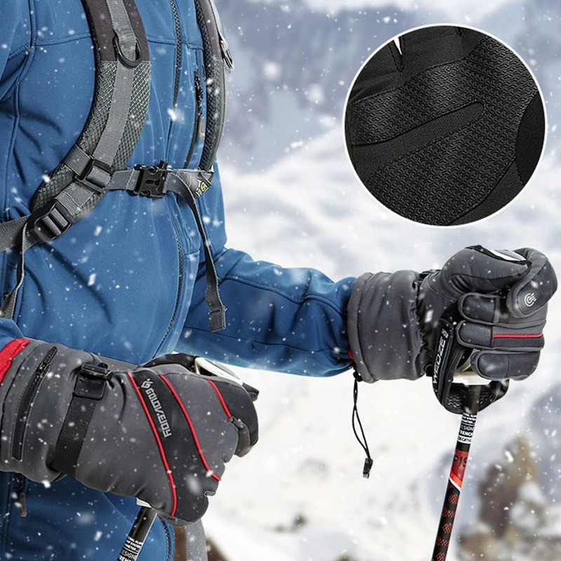 Žieminės slidinėjimo pirštinės vyrams Moteriškos šiluminės vilnos snieglenčių pirštinės Jutiklinio ekrano vandeniui atsparios šiltos pirštinės slidinėjimui Ridin