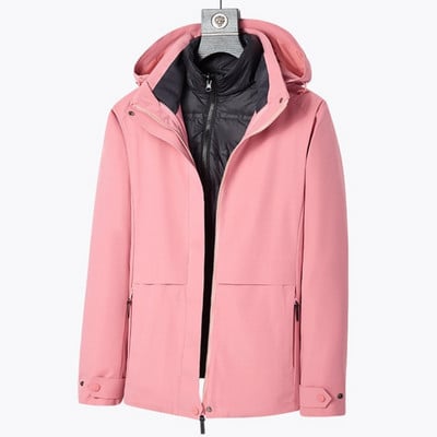 Naujas žieminis pūkinis pamušalas, šiltas moteriškas vyriškas kamufliažinis slidinėjimo paltas su gobtuvu, neperšlampama vėjui atspari pėsčiųjų snieglenčių striukė