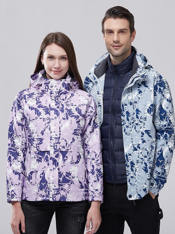 Naujas žieminis pūkinis pamušalas, šiltas moteriškas vyriškas kamufliažinis slidinėjimo paltas su gobtuvu, neperšlampama vėjui atspari pėsčiųjų snieglenčių striukė