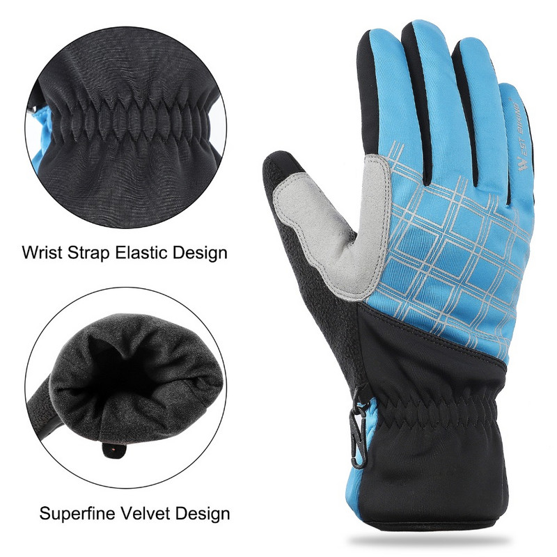 WEST BIKING Šiltos slidinėjimo pirštinės Thermal Vyriškos Moteriškos žieminės snieglenčių pirštinės Vilnos Jutiklinis ekranas Dviračių sportas Sniego neperšlampamos slidinėjimo pirštinės