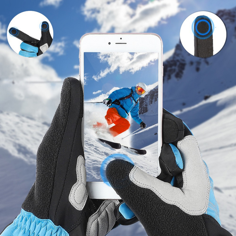 WEST BIKING Šiltos slidinėjimo pirštinės Thermal Vyriškos Moteriškos žieminės snieglenčių pirštinės Vilnos Jutiklinis ekranas Dviračių sportas Sniego neperšlampamos slidinėjimo pirštinės