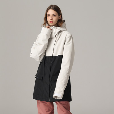 Nauja žieminė slidinėjimo striukė Moteriškiausia lauko sportinė dviračių sporto snieglenčių striukė Slidinėjimo kostiumas Drabužiai Kailis Sujungimas Atsparus vėjui Neperšlampamas