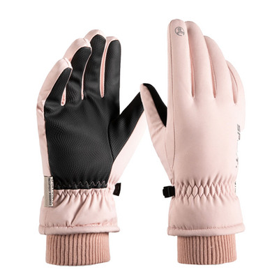 Žiemos slidinėjimo pliušas sutirštintos vandeniui atsparios pirštinės Neperšlampamos šiltos pirštinės Reguliuojamas riešo dirželis ir jautrūs pirštų galiukai Snieglenčių sportas