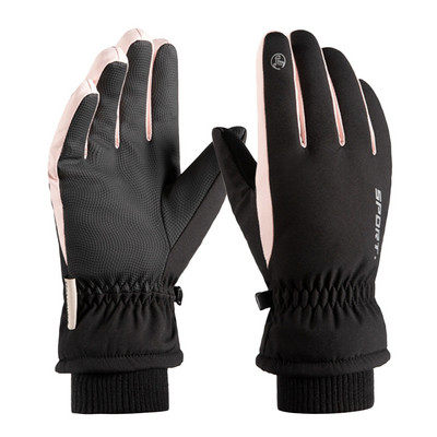 Žiemos slidinėjimo pliušas sutirštintos vandeniui atsparios pirštinės Neperšlampamos šiltos pirštinės Reguliuojamas riešo dirželis ir jautrūs pirštų galiukai Snieglenčių sportas