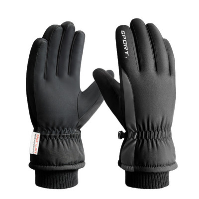 Žiemos slidinėjimo pliušas sutirštintos vandeniui atsparios pirštinės Neperšlampamos šiltos pirštinės Reguliuojamas riešo dirželis ir jautrūs pirštų galiukai Snieglenčių sportas