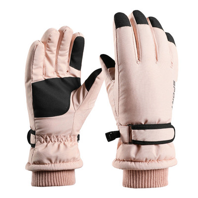 Žiemos slidinėjimo pliušas sutirštintos vandeniui atsparios pirštinės Neperšlampamos šiltos pirštinės Reguliuojamas riešo dirželis ir jautrūs pirštų galiukai Snieglenčių sportas