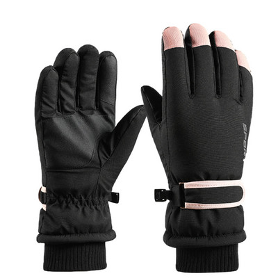 Žiemos slidinėjimo pliušas sutirštintos vandeniui atsparios pirštinės Neperšlampamos šiltos pirštinės Reguliuojamas riešo dirželis ir jautrūs pirštų galiukai Snieglenčių sportas