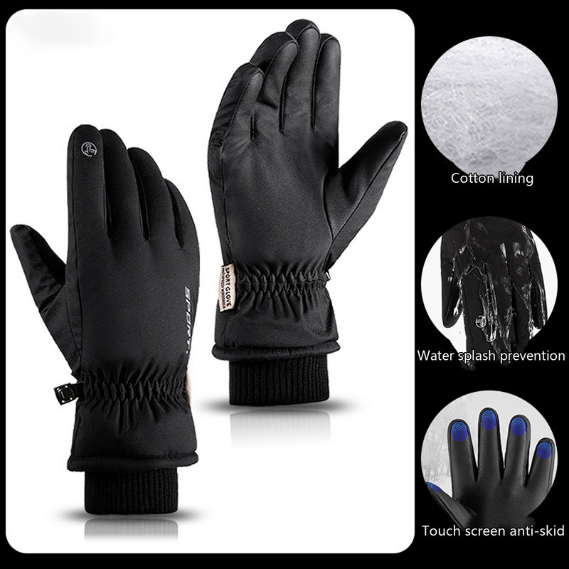 Žiemos slidinėjimo pliušas sutirštintos vandeniui atsparios pirštinės Neperšlampamos šiltos pirštinės Reguliuojamas riešo dirželis ir jautrūs pirštų galiukai Snieglenčių sportas