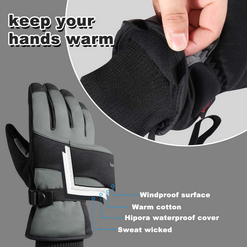 Lauko pirštinės žiemai slidinėjimo pirštinės Jutiklinis ekranas Neslystantis Vandeniui atsparus važiavimas dviračiu Darbo dviratis Šiltos snieglenčių pirštinės Vyrams Moterims