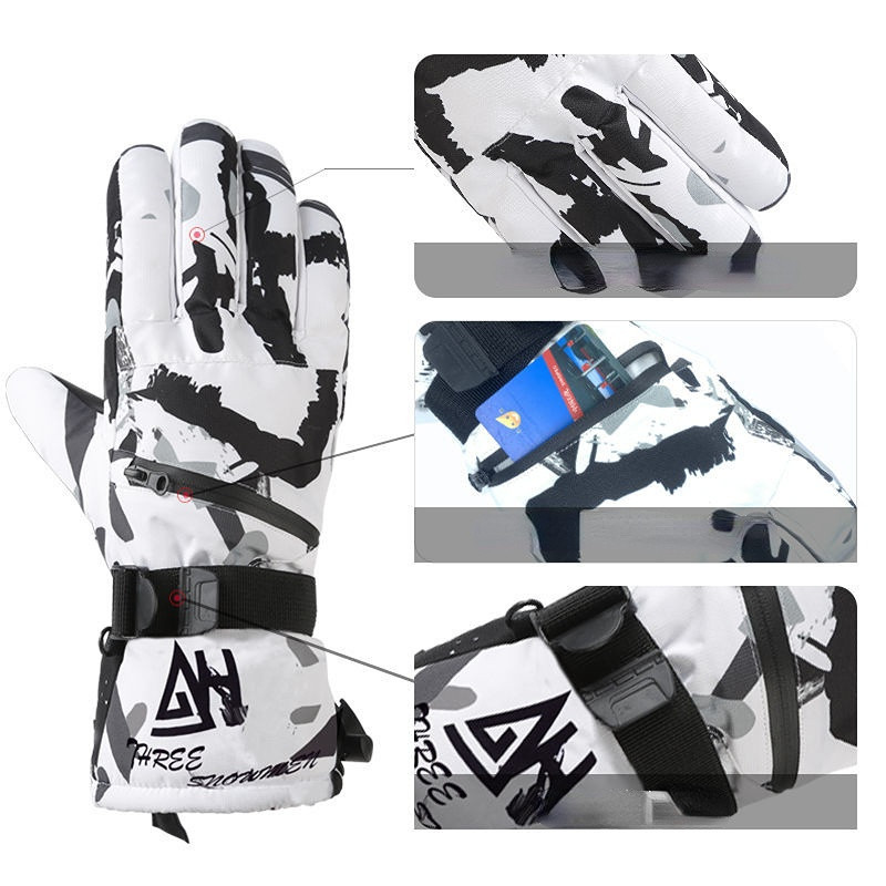 Vyrai, moterys, žieminės slidinėjimo pirštinės, slidinėjimo dviratininkų pirštinės Jutiklinis ekranas, vandeniui atsparios dviratininko pirštinės, vyriškos motociklininko, motociklininko, terminės pirštinės