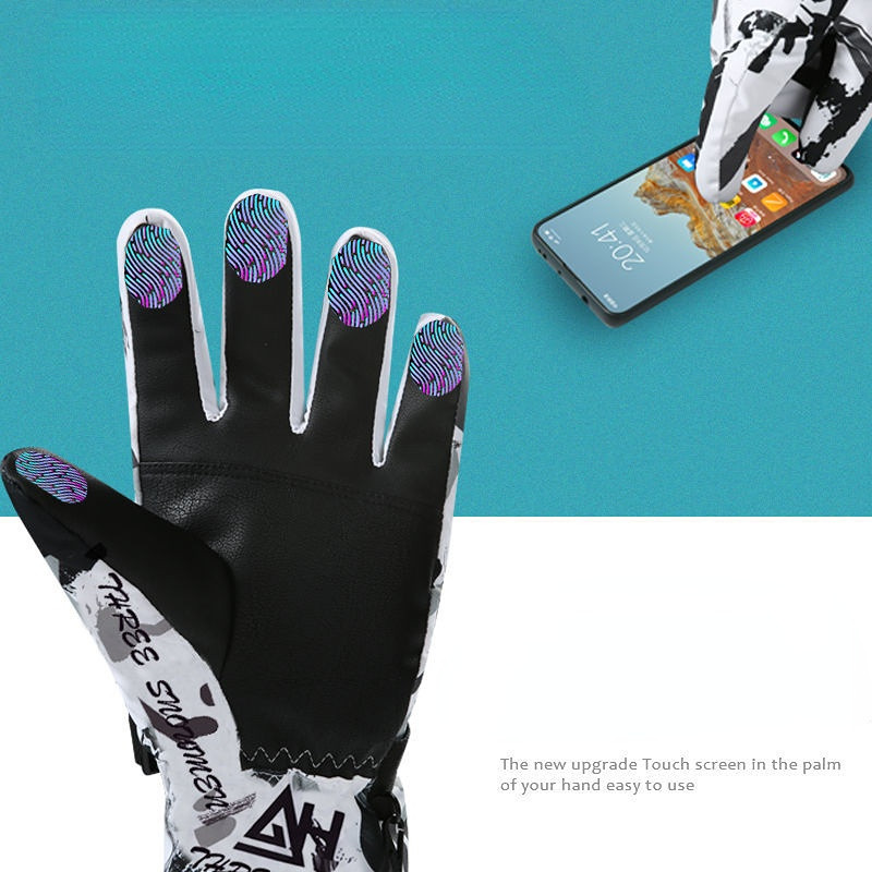 Vyrai, moterys, žieminės slidinėjimo pirštinės, slidinėjimo dviratininkų pirštinės Jutiklinis ekranas, vandeniui atsparios dviratininko pirštinės, vyriškos motociklininko, motociklininko, terminės pirštinės