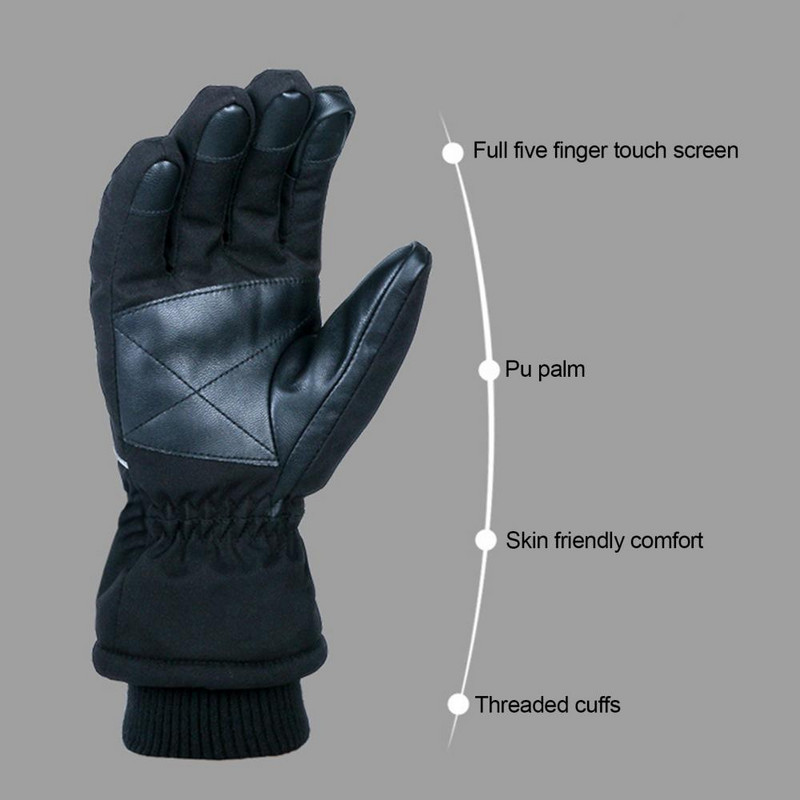 Šiluminės pirštinės slidinėjimo pirštinės vyrams, moterims, žiemai slidinėti, vandeniui atsparios snieglenčių pirštinės, jutiklinis ekranas, sniego motociklas, šiltos pirštinės