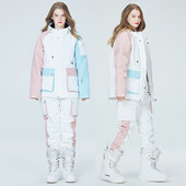 Naujas žieminis slidinėjimo kostiumas moteriškas lauko sportinis snieglenčių striukė pastorintas šiltas slidinėjimo rinkinys, atsparus vėjui, vandeniui atsparus kombinezonas, sniego kelnės