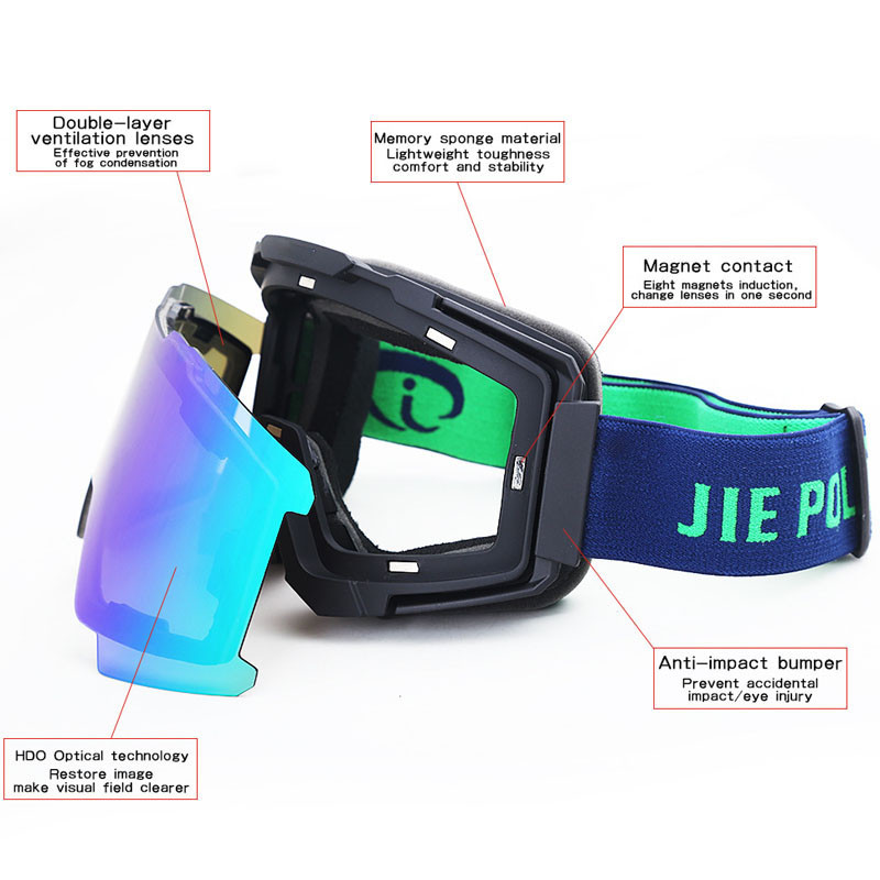 Slidinėjimo akiniai žiemos sniego motociklų akiniai čiuožimo slidinėjimo akiniai Magnetiniai didelės raiškos nuo rasojimo apsaugantys akiniai lauko sportui Uv400