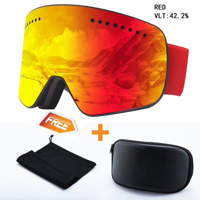 Slidinėjimo snieglenčių akiniai Moteriški Vyriški Slidinėjimo Akiniai Kaukė Apsauginiai Akiniai Suaugusiesiems Dvigubi Sferiniai Veidrodiniai Magnetiniai