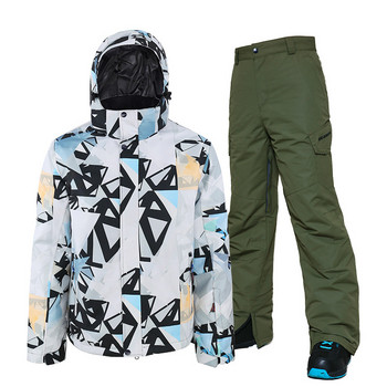 Ανδρική φόρμα σκι Χειμερινή επένδυση Μπουφάν για σκι Παντελόνι Ζεστό αδιάβροχο ανδρικό μπουφάν για σνόουμπορντ Εξωτερική επωνυμία Snow Cycling Camping Μάρκα