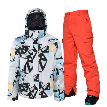 Ανδρική φόρμα σκι Χειμερινή επένδυση Μπουφάν για σκι Παντελόνι Ζεστό αδιάβροχο ανδρικό μπουφάν για σνόουμπορντ Εξωτερική επωνυμία Snow Cycling Camping Μάρκα