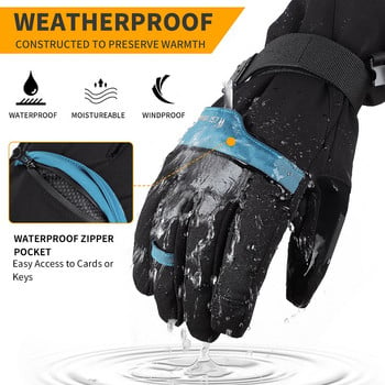 WEST BIKING Winter Ski Gloves Thicken Warm Snowmobile Gloves Βαμβακερή οθόνη αφής αδιάβροχη υπαίθρια κάμπινγκ αθλητικά γάντια πεζοπορίας