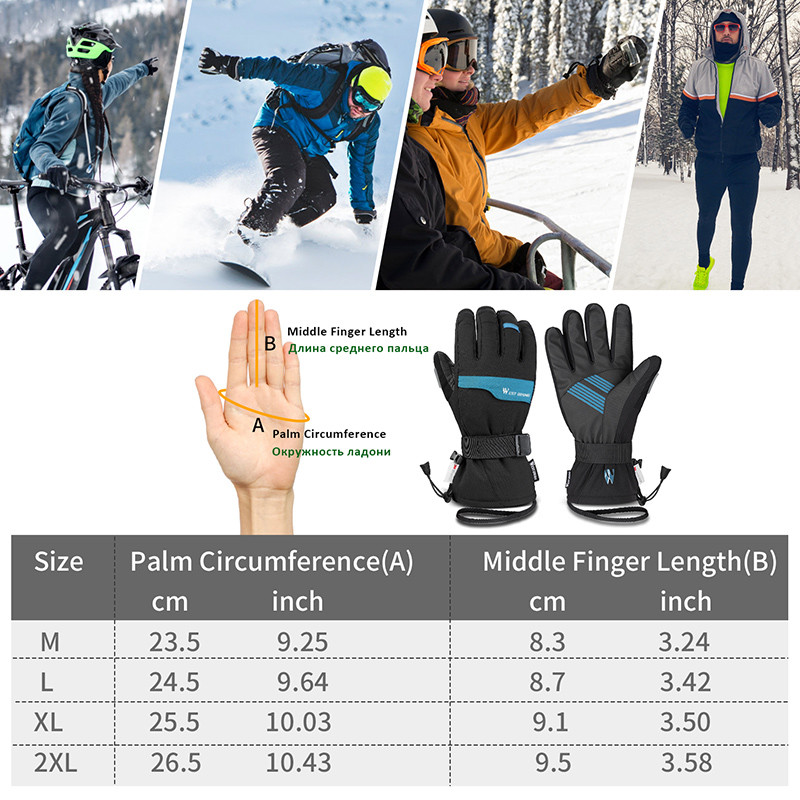 WEST BIKING Zimske skijaške rukavice Thicken Tople rukavice za motorne sanke Pamučni zaslon osjetljiv na dodir Vodootporne Kampiranje na otvorenom Planinarenje Sportske rukavice