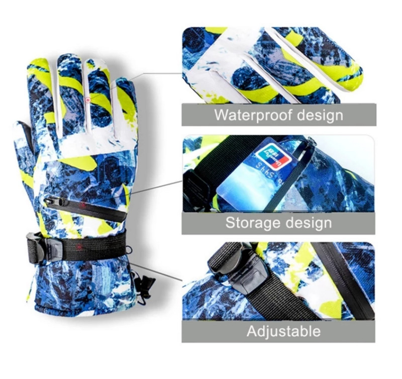 Zimske skijaške rukavice za snowboard od PU kože, neklizajući zaslon osjetljiv na dodir, vodootporan, motocikl, biciklizam, tople rukavice za snijeg, uniseks