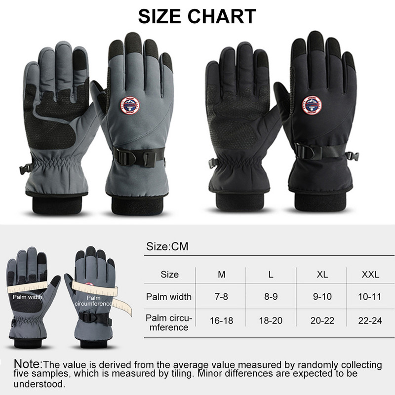 Žiemos motociklas slidinėjimas Storos šiltos pirštinės Jutiklinis ekranas, atsparus vėjui, neslystantis, vandeniui atsparus važiavimas dviračiu, snieglenčių sportas, slidinėjimo pirštinės moterims, vyrams