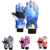 Žiemos berniukų mergaičių snieglenčių slidinėjimo pirštinės PU medvilnė Neslystančios vandeniui atsparios motociklų dviračių vilnos šiltos sniego pirštinės vaikams