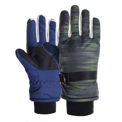 Žiemos berniukų mergaičių snieglenčių slidinėjimo pirštinės PU medvilnė Neslystančios vandeniui atsparios motociklų dviračių vilnos šiltos sniego pirštinės vaikams