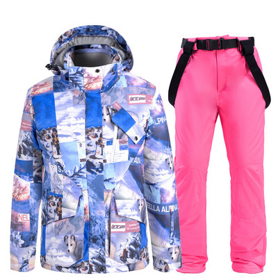 -30 Žiemos slidinėjimo kostiumas vyrams Šiltas nuo vėjo lauko slidinėjimo sportinis snieglenčių kostiumas Šalčiui atsparus vandeniui atsparus madingų spalvų rinkinys