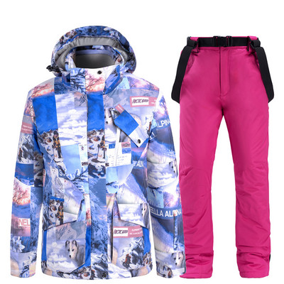 -30 Žiemos slidinėjimo kostiumas vyrams Šiltas nuo vėjo lauko slidinėjimo sportinis snieglenčių kostiumas Šalčiui atsparus vandeniui atsparus madingų spalvų rinkinys