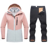 Moteriškas slidinėjimo kostiumas, atsparus vandeniui, vilnonis slidinėjimo striukės kelnės, moteriškos slidinėjimo kostiumai, moteriškos žiemos sporto šakos, šiltas, kvėpuojantis slidžių rinkinys