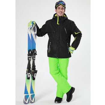 Ανιχνευτής Ανδρικό Μαύρο και Μπλε Αδιάβροχο Μπουφάν για Κάμπινγκ Ορεινή Πεζοπορία Fleece Hight Αντιανεμικό μπουφάν σκι