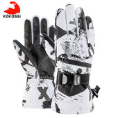 KoKossi terminės slidinėjimo pirštinės vyrams, moteriškos, žieminės vilnos, vandeniui atsparios šiltos snieglenčių pirštinės, 3 pirštų jutiklinis ekranas, skirtas važinėti slidėmis