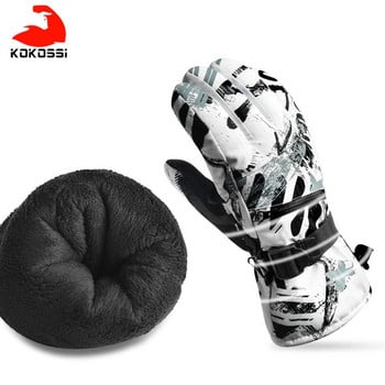 KoKossi Thermal Ski Gloves Ανδρικά Γυναικεία Winter Fleece Αδιάβροχα ζεστά γάντια Snowboard Snow Gloves 3 Fingers Οθόνη αφής για ιππασία σκι