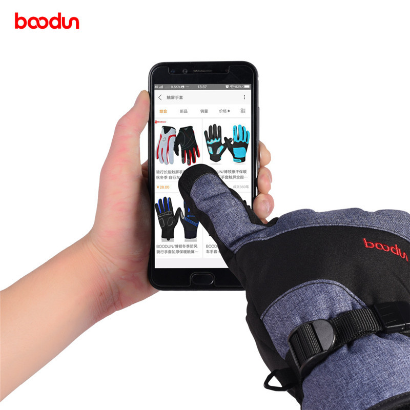 Boodun Vyriškos Moteriškos lietimui jautrios sniego pirštinės žieminės snieglenčių pirštinės, vandeniui atsparios vėjui, šiltos slidinėjimo pirštinės su apyranke