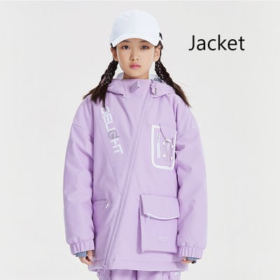 Vaikų slidinėjimo striukė mergaičių slidinėjimo kostiumas snieglenčių striukė berniukams vandeniui atsparus medvilninis vaikiškas slidinėjimo kostiumas žieminiai drabužiai terminis viršutinis gaubtas su užtrauktuku