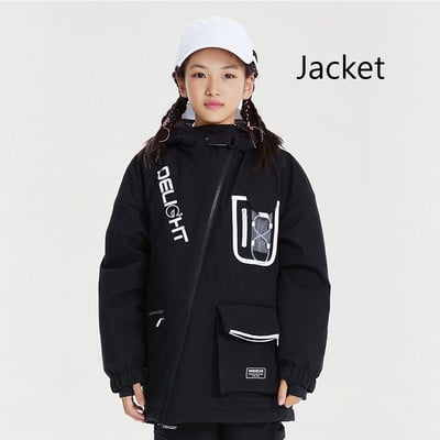 Vaikų slidinėjimo striukė mergaičių slidinėjimo kostiumas snieglenčių striukė berniukams vandeniui atsparus medvilninis vaikiškas slidinėjimo kostiumas žieminiai drabužiai terminis viršutinis gaubtas su užtrauktuku