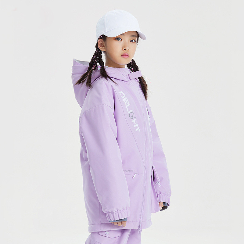 Vaikų slidinėjimo striukė mergaičių slidinėjimo kostiumas snieglenčių striukė berniukams vandeniui atsparus medvilninis vaikiškas slidinėjimo kostiumas žieminiai drabužiai terminis viršutinis gaubtas su užtrauktuku
