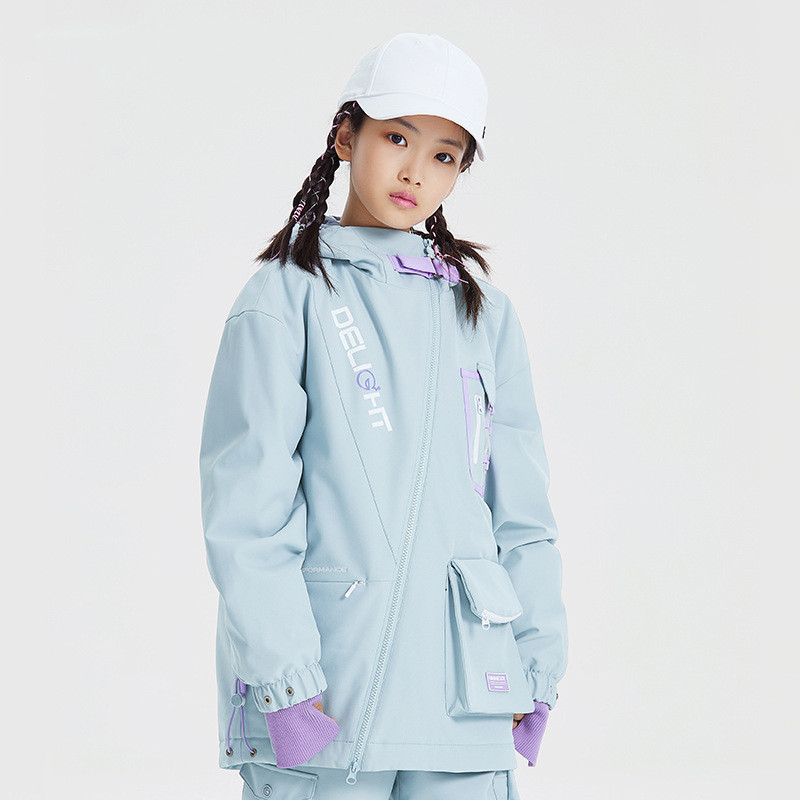 Vaikų slidinėjimo striukė mergaičių slidinėjimo kostiumas snieglenčių striukė berniukams vandeniui atsparus medvilninis vaikiškas slidinėjimo kostiumas žieminiai drabužiai terminis viršutinis gaubtas su užtrauktuku