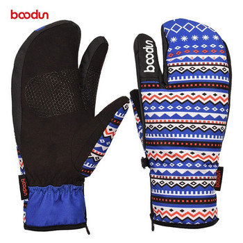 Boodun Зимен Спорт на открито Мъже Жени Ски ръкавици Ветроустойчиви Неплъзгащи се ръкавици за сноуборд Памучни топли ръкавици