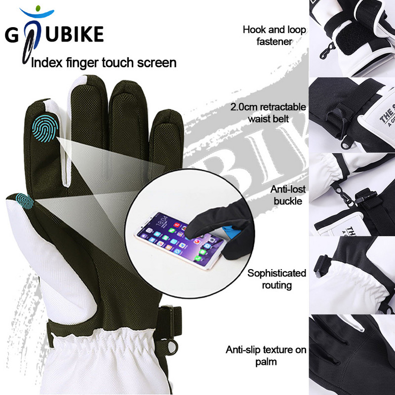 GTUBIKE Vaikams / suaugusiems, storos, šiltos, žieminės dviračių slidinėjimo pirštinės