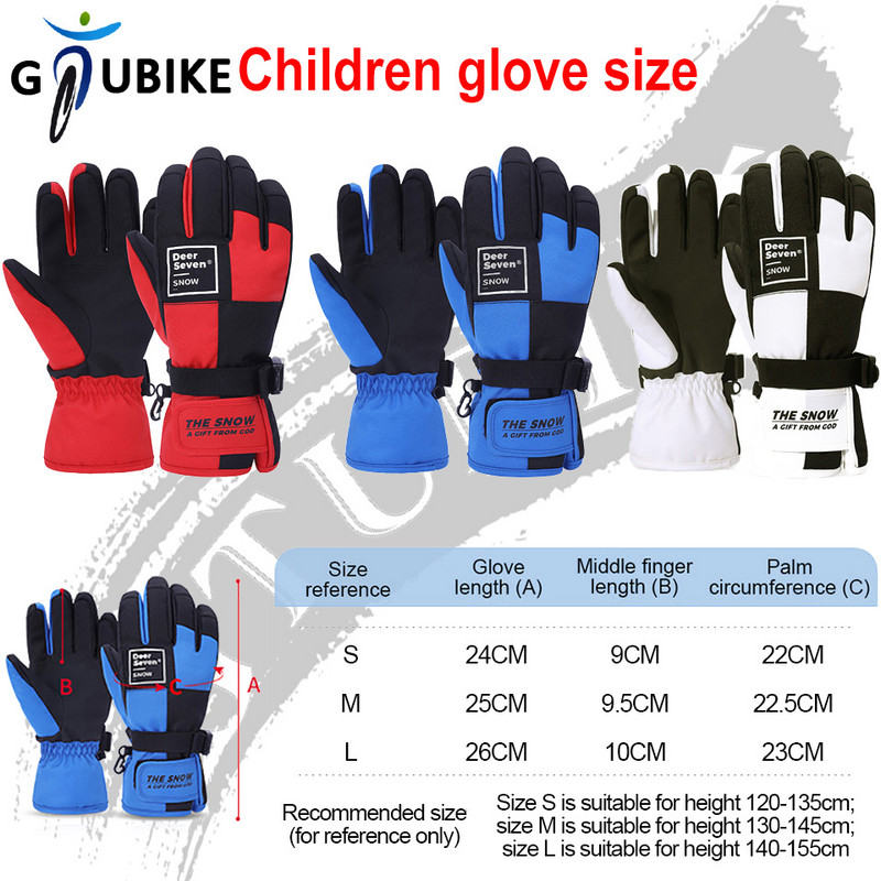 GTUBIKE Vaikams / suaugusiems, storos, šiltos, žieminės dviračių slidinėjimo pirštinės