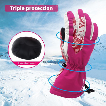 Γυναικεία χειμερινά γάντια σκι εξωτερικού χώρου Αδιάβροχα αντιανεμικά πυκνωμένα Keep Warm Winter Outdoor Screen-Touchable Gand with Αντιολισθητικά