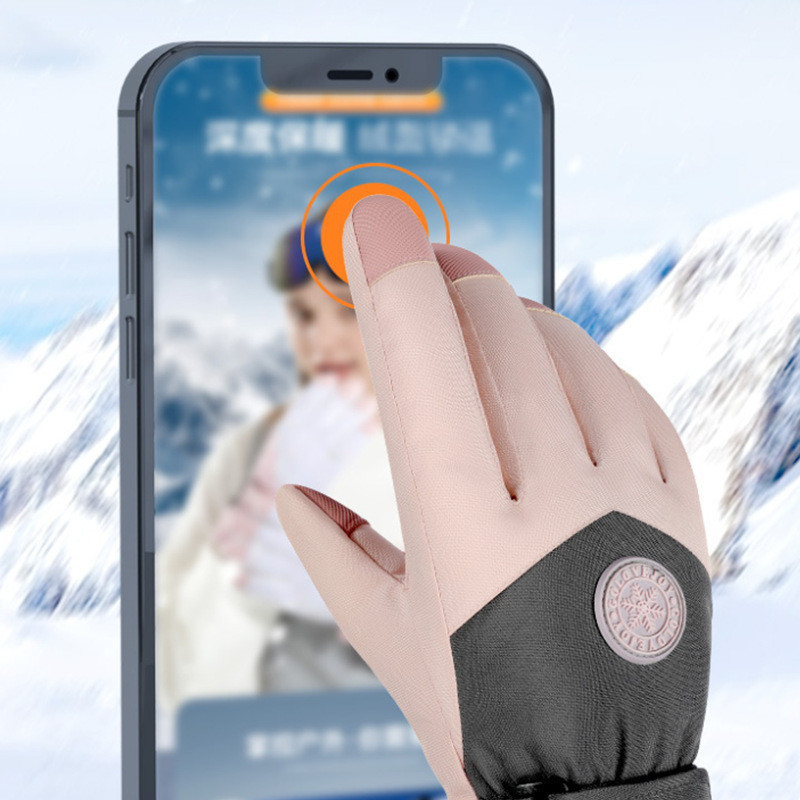 Naujos slidinėjimo pirštinės vyrams ir moterims, važiuojantiems motociklais Apsaugos nuo vandens purslų jutiklinis ekranas, neslystantis ir aksominis vėjui atsparus žieminis