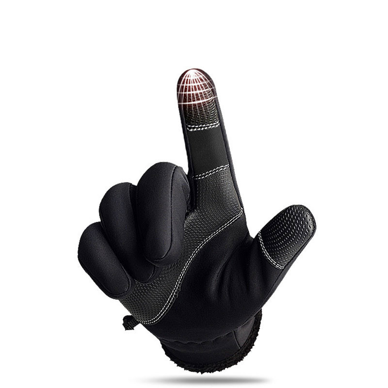 Rudens žiema Vyriškos pirštinės su jutikliniu ekranu, neperšlampamos nuo vėjo pirštinės lauko sportui, šiltos šiluminės vilnos bėgimo slidinėjimo pirštinės